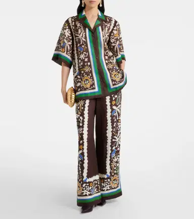 ALÉMAIS Alémais Maroc printed oversized ramie shirt | Thumbnail 4
