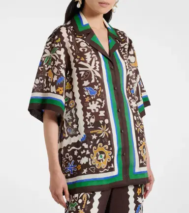 ALÉMAIS Alémais Maroc printed oversized ramie shirt | Thumbnail 5