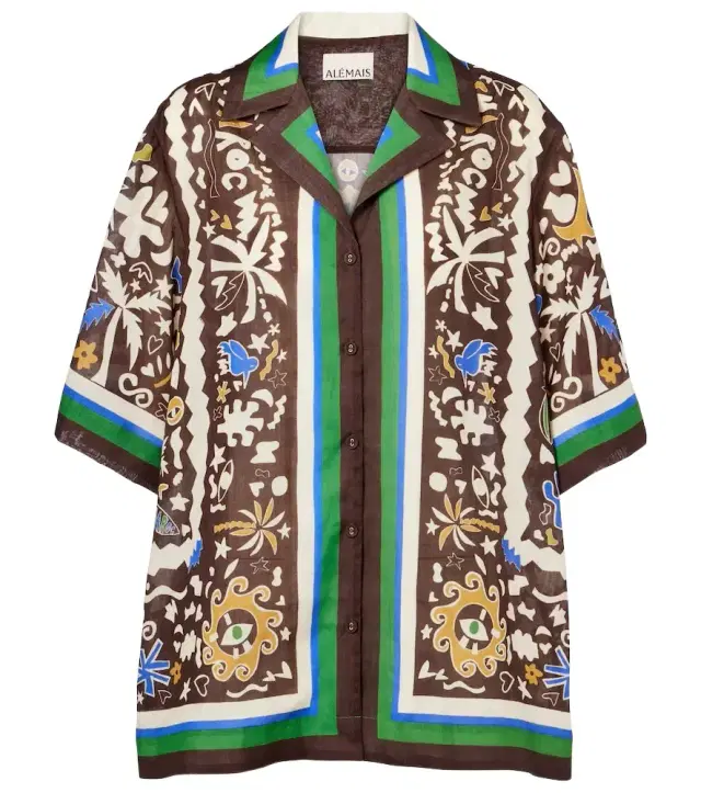 Alemais Alémais Maroc printed oversized ramie shirt
