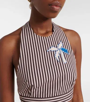 ALÉMAIS Alémais Sirocco embroidered striped cotton crop top | Thumbnail 2