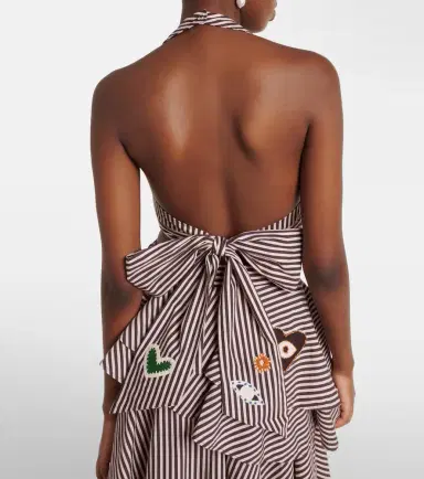 ALÉMAIS Alémais Sirocco embroidered striped cotton crop top | Thumbnail 4