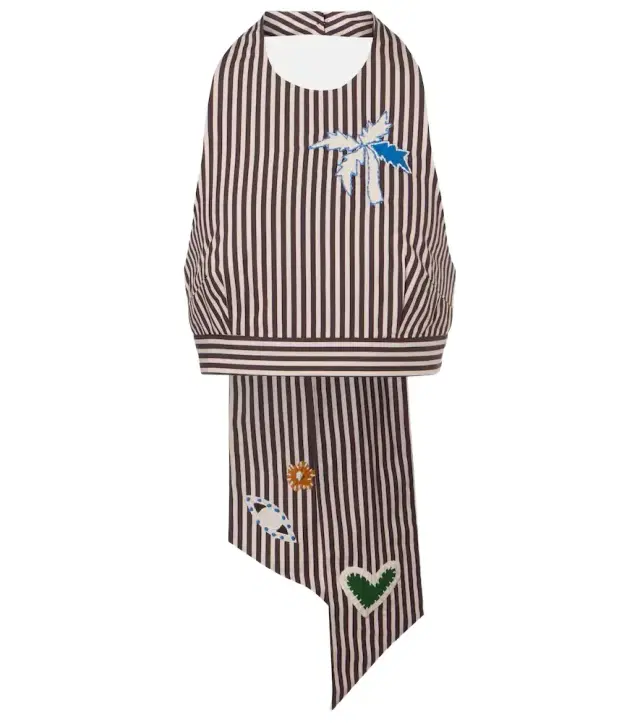 Alémais Sirocco embroidered striped cotton crop top