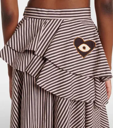 ALÉMAIS Alémais Sirocco embroidered striped cotton maxi skirt | Thumbnail 3