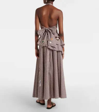 ALÉMAIS Alémais Sirocco embroidered striped cotton maxi skirt | Thumbnail 4