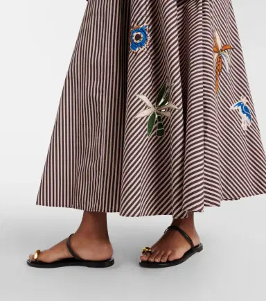 ALÉMAIS Alémais Sirocco embroidered striped cotton maxi skirt | Thumbnail 5