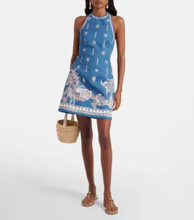 ALÉMAIS Alémais Acacia printed halterneck cotton minidress | Thumbnail 4