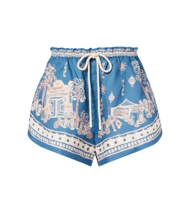 Alémais Acacia printed linen Bermuda shorts