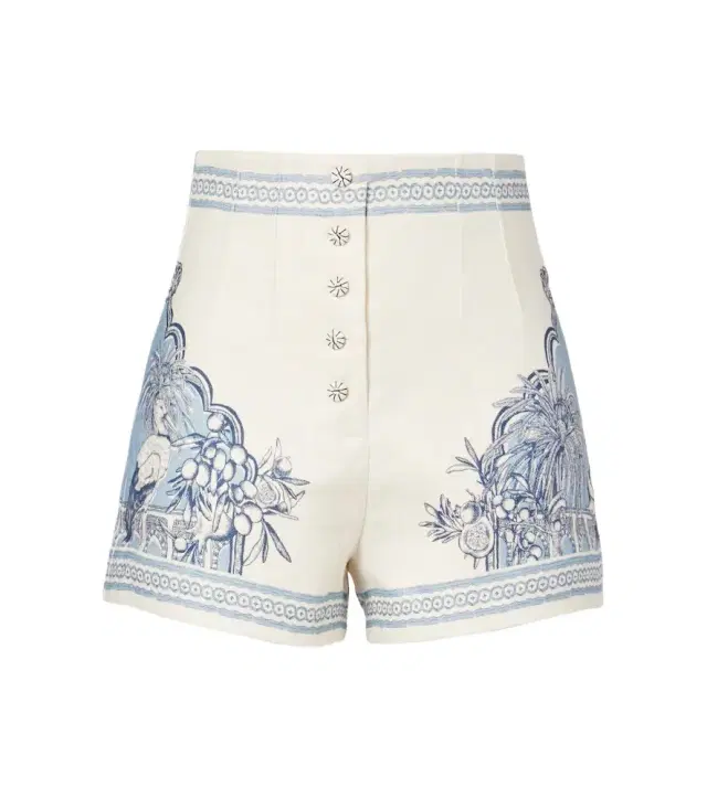 Alemais Alémais Villa Romantica printed linen Bermuda shorts