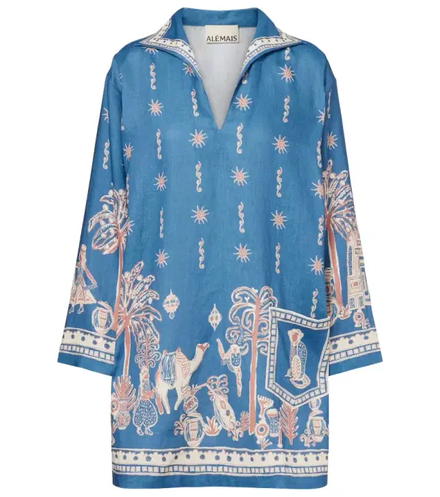 Alémais Acacia printed linen minidress