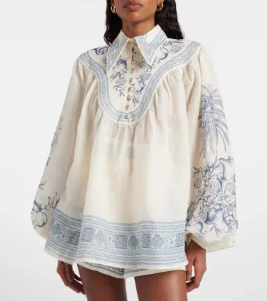 ALÉMAIS Alémais Villa Romantica printed ramie blouse | Thumbnail 3