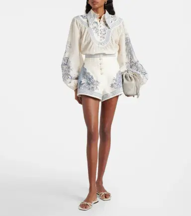 ALÉMAIS Alémais Villa Romantica printed ramie blouse | Thumbnail 5