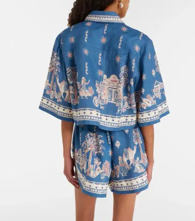 ALÉMAIS Alémais Acacia printed cropped linen shirt | Thumbnail 2