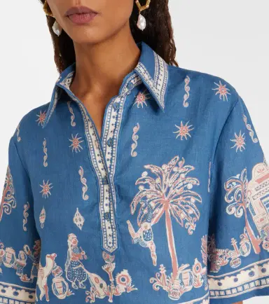 ALÉMAIS Alémais Acacia printed cropped linen shirt | Thumbnail 4