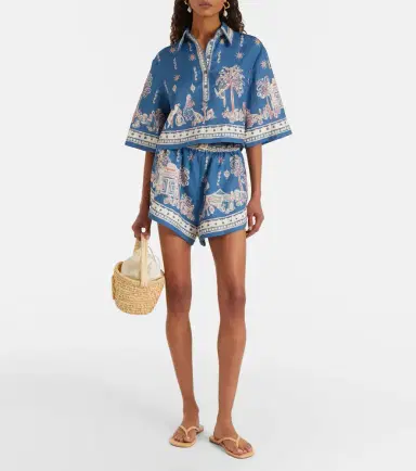 ALÉMAIS Alémais Acacia printed cropped linen shirt | Thumbnail 5