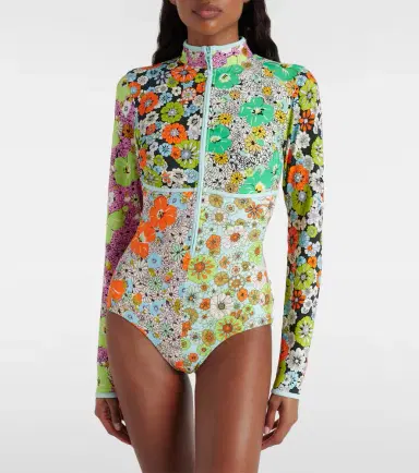 Alemais Alémais Orange Blossom floral rashguard swimsuit | Thumbnail 4