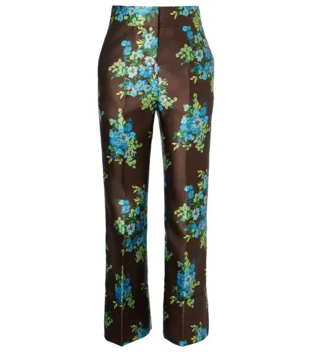 Alémais Floral cropped satin flared pants
