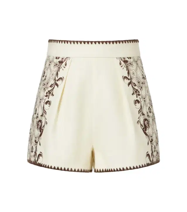 Alemais Alémais Printed linen and cotton shorts