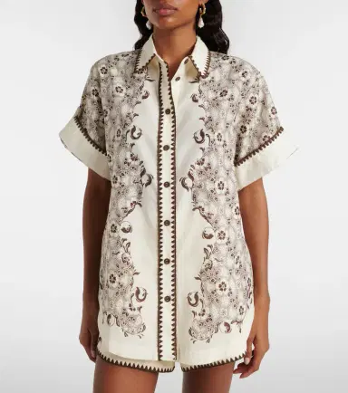ALÉMAIS Alémais Printed cotton and silk bowling shirt | Thumbnail 6