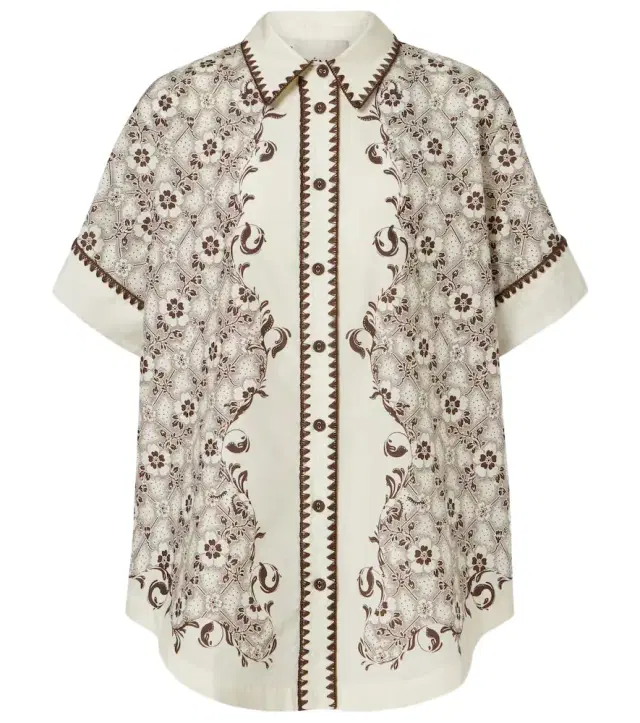 Alémais Printed cotton and silk bowling shirt