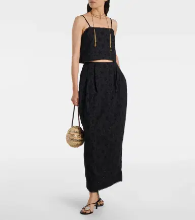 Posse Salma embroidered cropped cotton top | Thumbnail 3