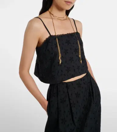 Posse Salma embroidered cropped cotton top | Thumbnail 4