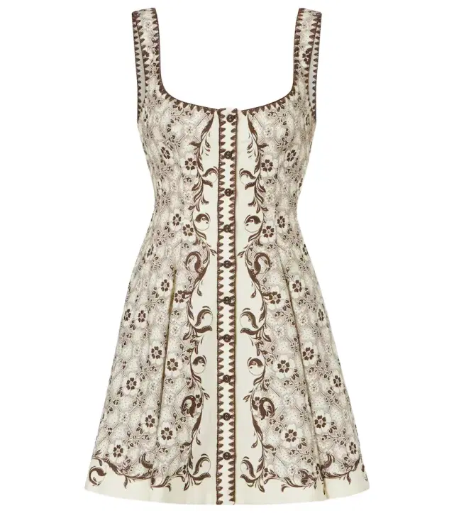Alémais Printed linen and cotton minidress