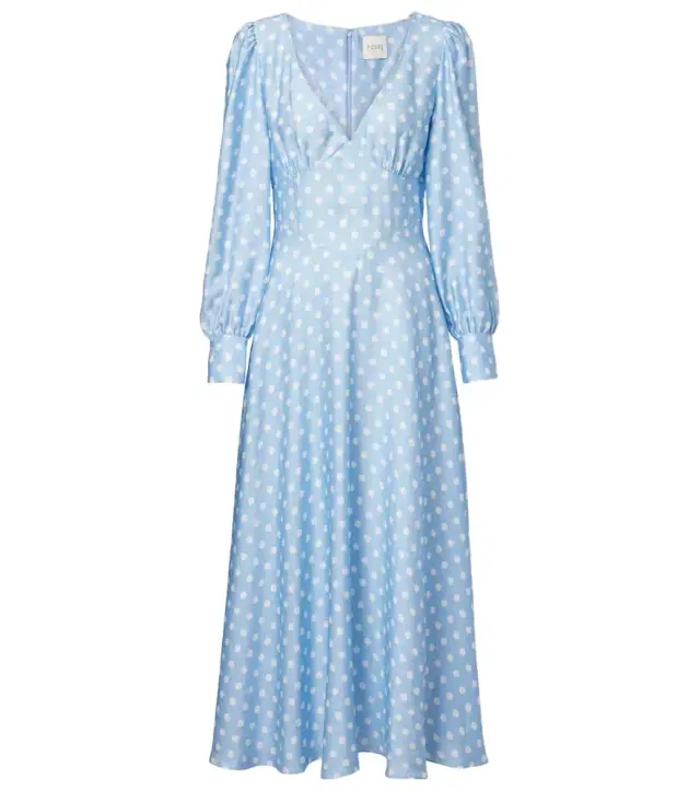 Posse Tilly polka-dot satin midi dress