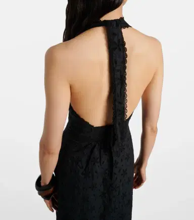 Posse Salma embroidered halterneck cotton midi dress | Thumbnail 4