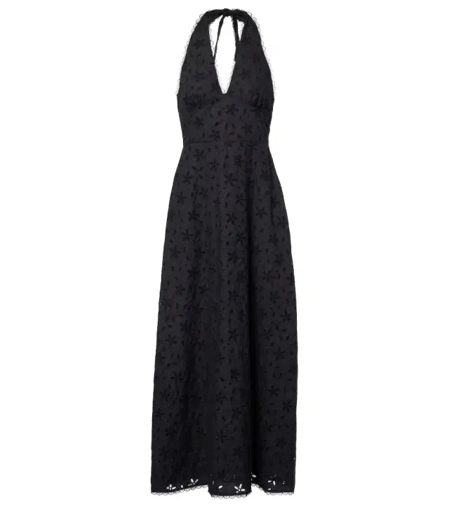 Posse Salma embroidered halterneck cotton midi dress