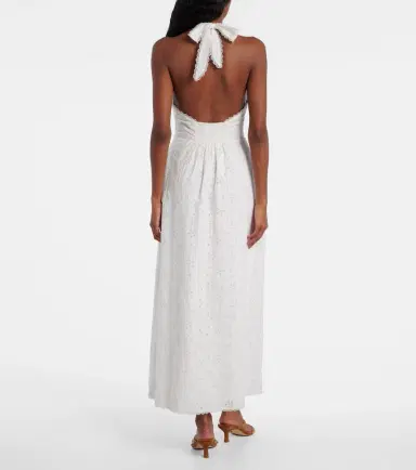 Posse Salma embroidered halterneck cotton midi dress | Thumbnail 2