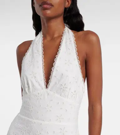 Posse Salma embroidered halterneck cotton midi dress | Thumbnail 4