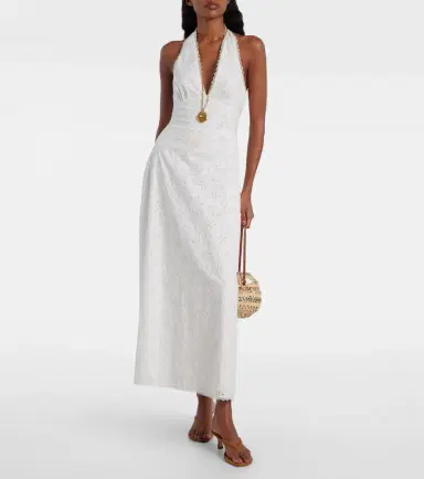 Posse Salma embroidered halterneck cotton midi dress | Thumbnail 5