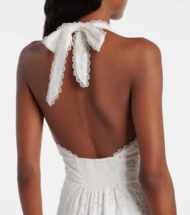 Posse Salma embroidered halterneck cotton midi dress | Thumbnail 6