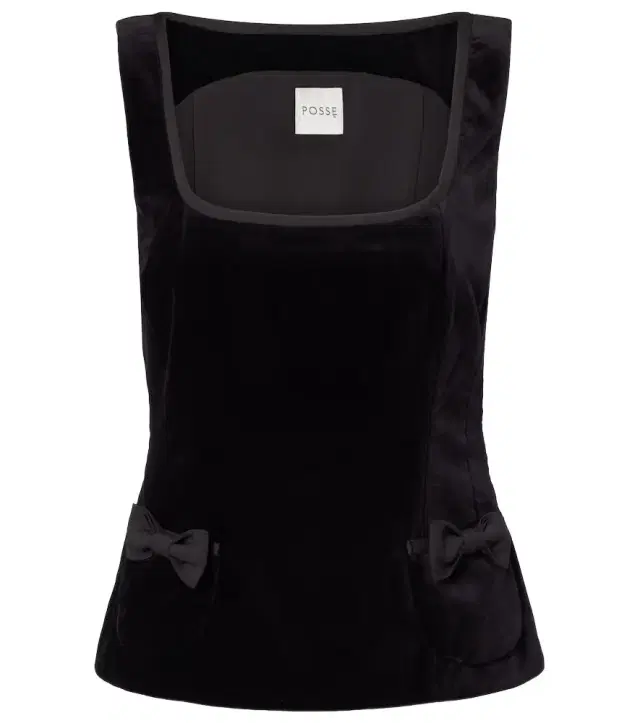 Posse Quincy bow-detail cotton velvet top