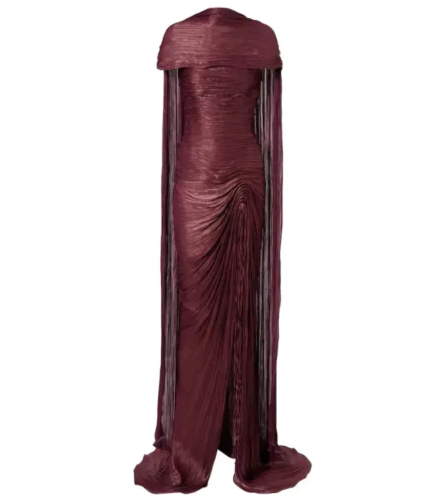 Marmar Halim Draped pleated scarf-detail gown
