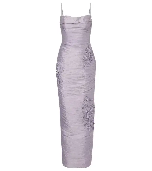 Marisol appliqué taffeta gown