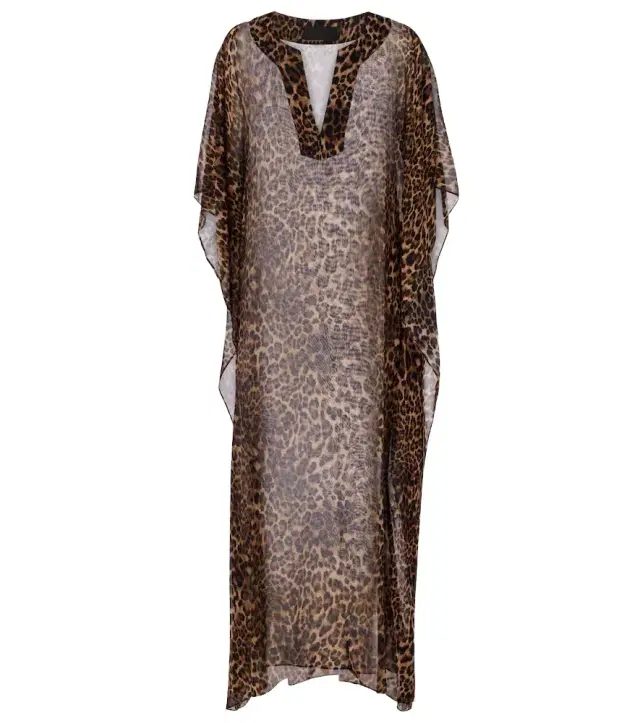 Nili Lotan Erica leopard-print semi-sheer silk kaftan
