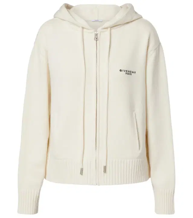 Logo hooded wool and cashmere zip-up cardigan