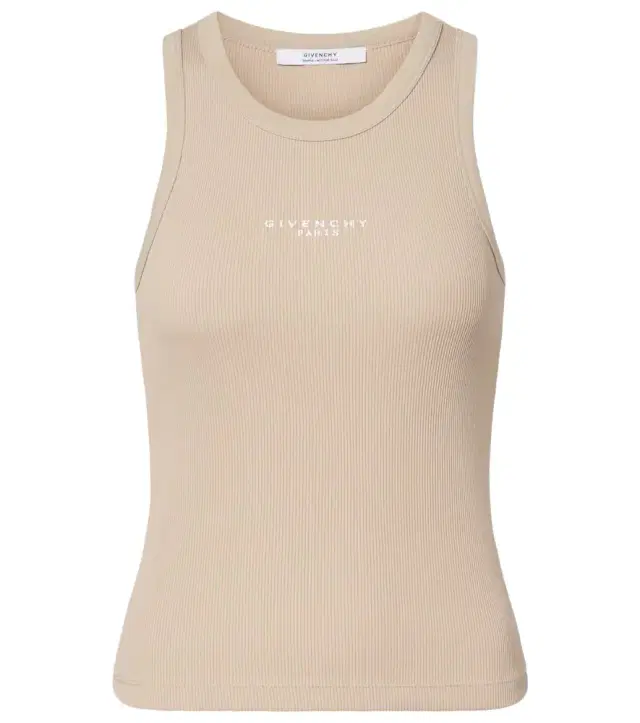 Logo ribbed-knit cotton jersey tank top