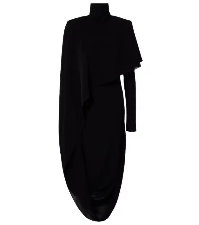 Asymmetric caped crêpe midi dress