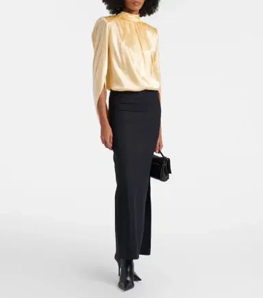 Mugler Draped silk-blend satin top | Thumbnail 2