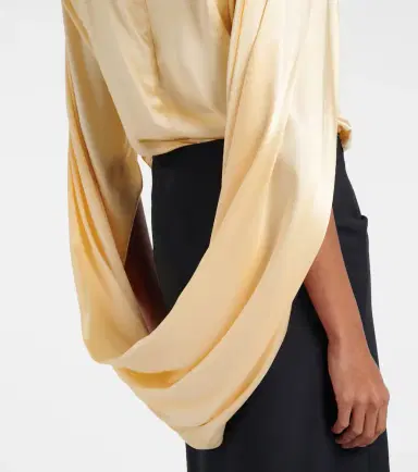 Mugler Draped silk-blend satin top | Thumbnail 3