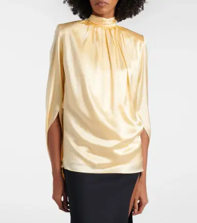 Mugler Draped silk-blend satin top | Thumbnail 5
