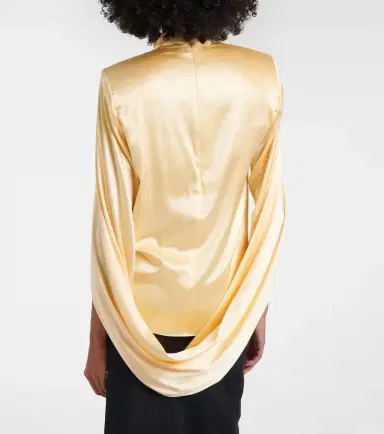 Mugler Draped silk-blend satin top | Thumbnail 6