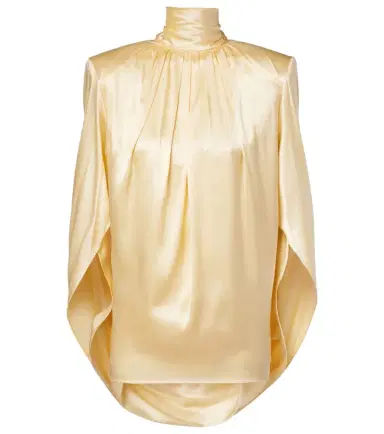 Mugler Draped silk-blend satin top | Thumbnail 1