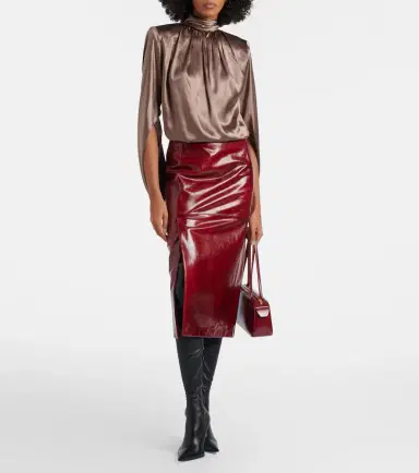 Mugler Draped silk-blend satin top | Thumbnail 2