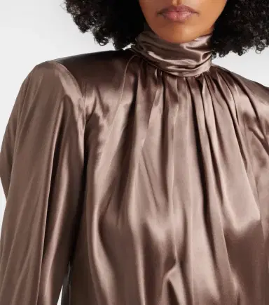 Mugler Draped silk-blend satin top | Thumbnail 3
