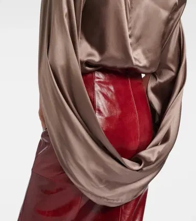 Mugler Draped silk-blend satin top | Thumbnail 4