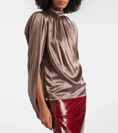 Mugler Draped silk-blend satin top | Thumbnail 5