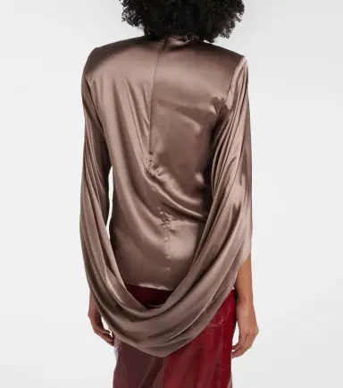 Mugler Draped silk-blend satin top | Thumbnail 6